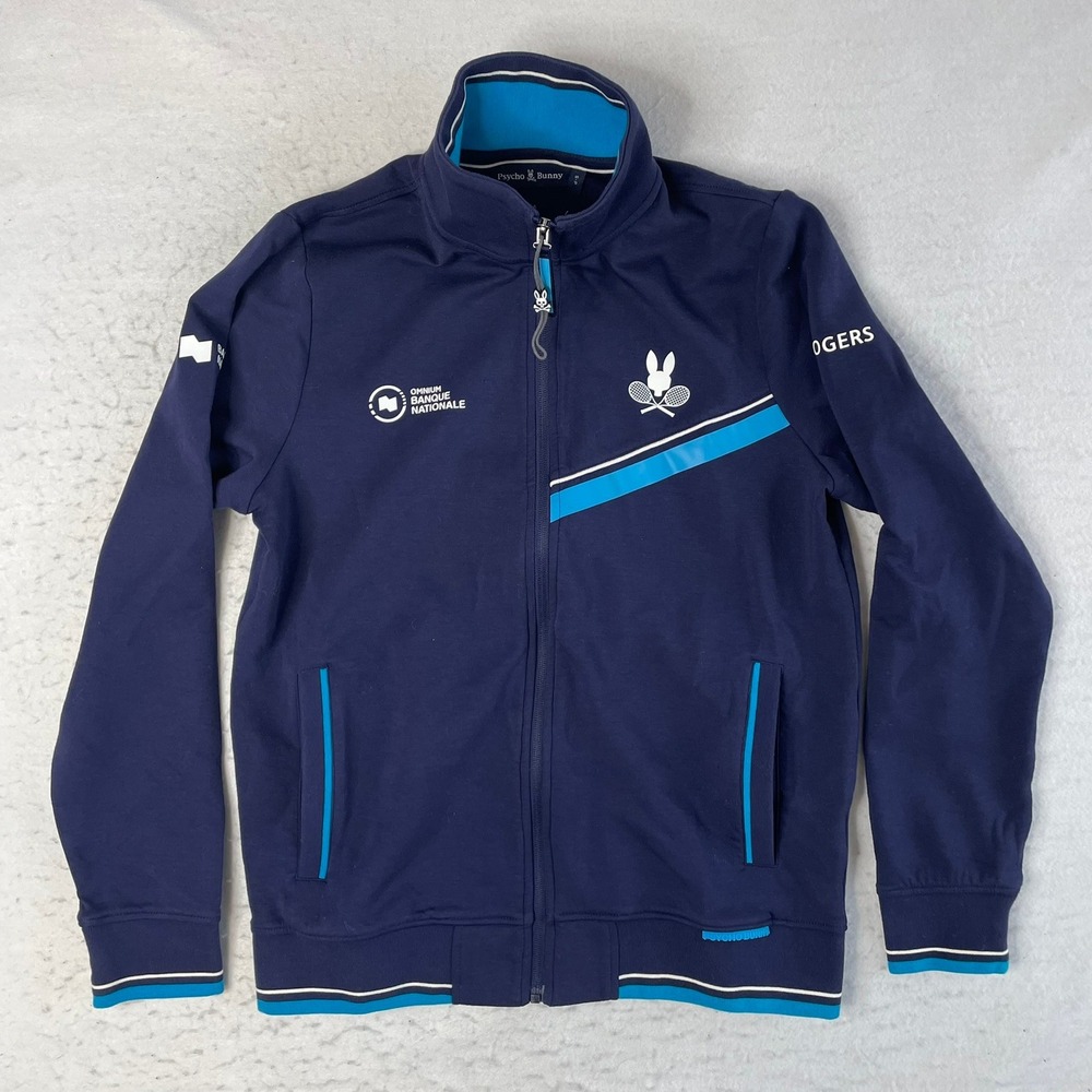 Psycho Bunny Track Jacket Mens S Blue Tennis Banque Nationale Rogers Full Zip